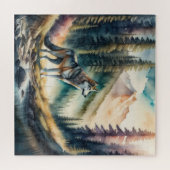Waterverf Schilderij van Wolf in Vorst Legpuzzel (Horizontaal)