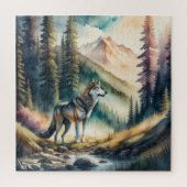 Waterverf Schilderij van Wolf in Vorst Legpuzzel (Verticaal)