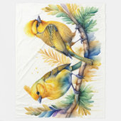 Waterverf Schilderij van Yellow Bird Fleece Deken (Voorkant)