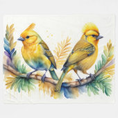 Waterverf Schilderij van Yellow Bird Fleece Deken (Voorkant (Horizontaal))