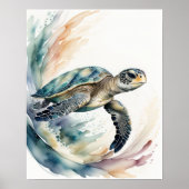 Waterverf Schilderij van Zee Turtle Muted Colors I Poster (Voorkant)