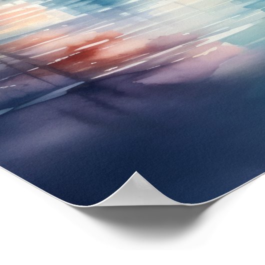 Waterverf Schilderij van Zeilboot op het Meer Poster (Hoek)