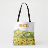 Waterverf Schilderij van Zonnebloemen in Toscane I Tote Bag (Voorkant)
