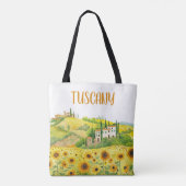 Waterverf Schilderij van Zonnebloemen in Toscane I Tote Bag (Achterkant)