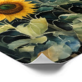 Waterverf Schilderij van Zonnebloemenlandschap Poster (Hoek)