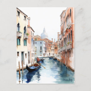 Waterverf Schilderij Venetië Canals Italië Reizen  Briefkaart