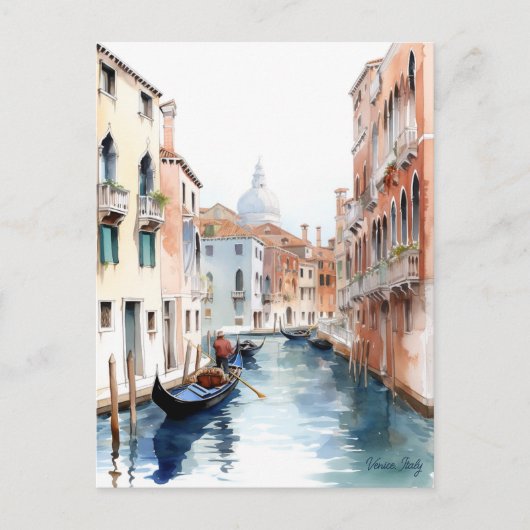 Waterverf Schilderij Venetië Canals Italië Reizen Briefkaart (Voorkant)