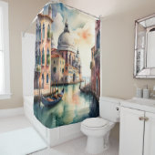 Waterverf Schilderij Venetië Stad Scène Gondola Douchegordijn (In situ)