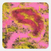 waterverf schilderij Verjaardag met Roze Rood Zwar Vierkante Sticker (Voorkant)