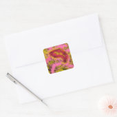 waterverf schilderij Verjaardag met Roze Rood Zwar Vierkante Sticker (Envelop)