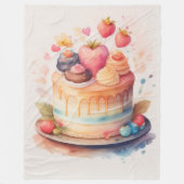 Waterverf schilderij versierde taart fleece deken (Voorkant)