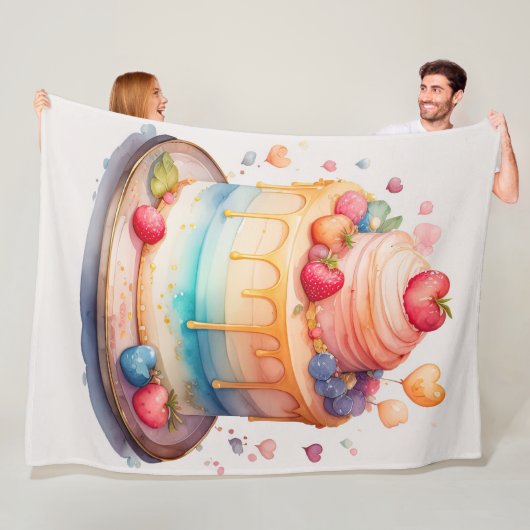 Waterverf schilderij versierde taart fleece deken (In situ)