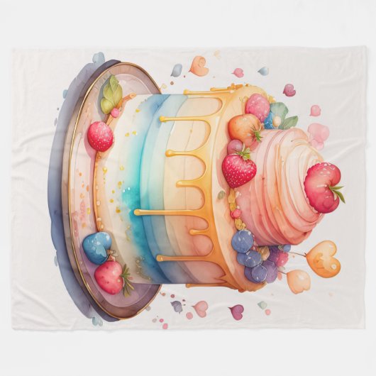 Waterverf schilderij versierde taart fleece deken (Voorkant (Horizontaal))