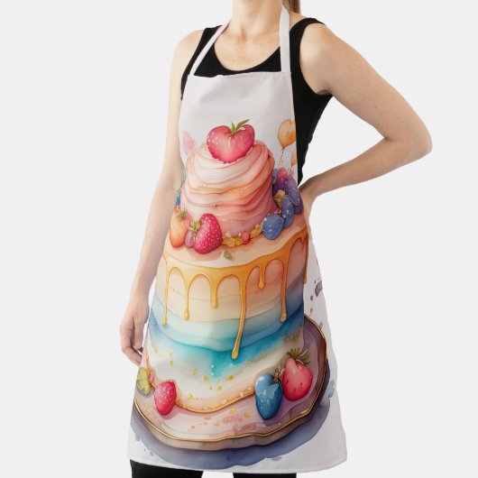 Waterverf schilderij versierde taart schort (Insitu)