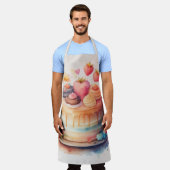 Waterverf schilderij versierde taart schort (Gedragen)
