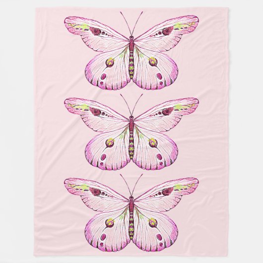 Waterverf Schilderij Vlinder 2 Fleece Deken (Voorkant)