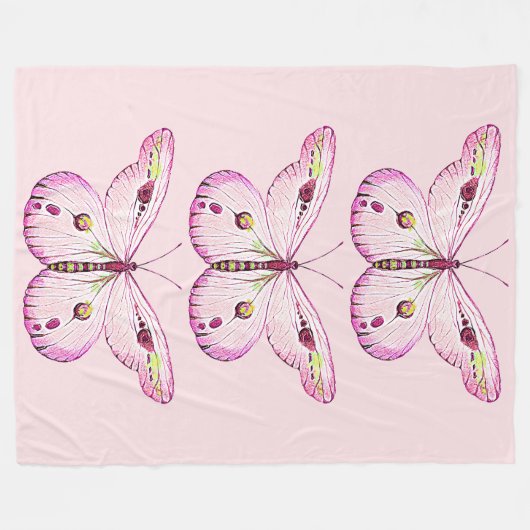 Waterverf Schilderij Vlinder 2 Fleece Deken (Voorkant (Horizontaal))