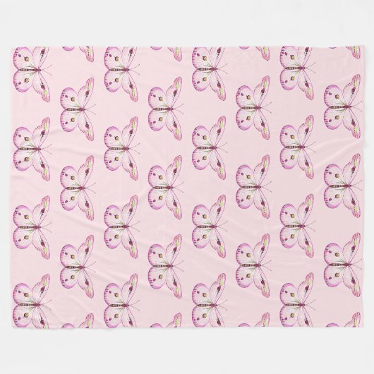 Waterverf Schilderij Vlinder 2a Fleece Deken (Voorkant (Horizontaal))