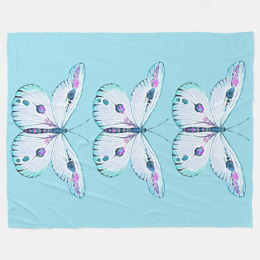 Waterverf schilderij Vlinder 3 Fleece Deken (Voorkant (Horizontaal))