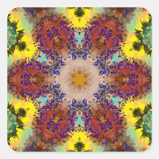 waterverf schilderij Vogel Chromatische Harmonie Vierkante Sticker (Voorkant)