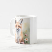 Waterverf Schilderij Vos met Daisy Flowers Koffiemok (Voorkant links)