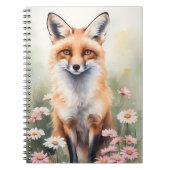 Waterverf Schilderij Vos met Daisy Flowers Notitieboek (Voorkant)