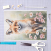 Waterverf Schilderij Vos met Daisy Flowers Tissuepapier (Craft)