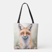 Waterverf Schilderij Vos met Daisy Flowers Tote Bag (Achterkant)