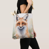Waterverf Schilderij Vos met Daisy Flowers Tote Bag (Dichtbij)