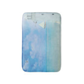 waterverf schilderij-witte vuurtoren met zeilboot badmat (Voorkant Verticaal)