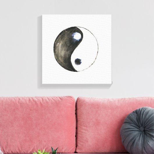 waterverf schilderij yin yang symbool art canvas afdruk (Insitu (Woonkamer))