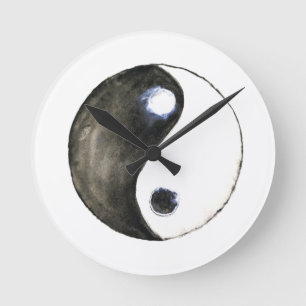 waterverf schilderij yin yang symbool art ronde klok