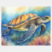 Waterverf schilderij Zee schildpad Fleece Deken (Voorkant (Horizontaal))