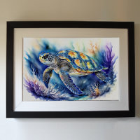 Waterverf schilderij Zee schildpad