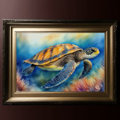 Waterverf schilderij Zee schildpad Poster