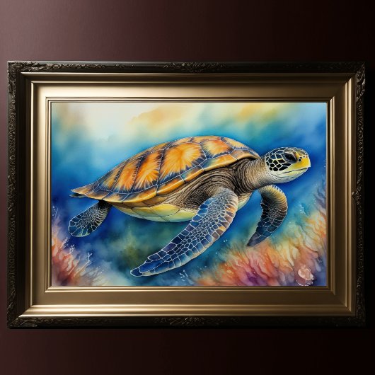 Waterverf schilderij Zee schildpad Poster