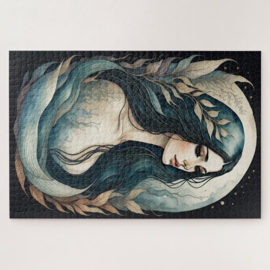 Waterverf schilderij zeemeermin legpuzzel (Horizontaal)