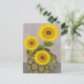 Waterverf Schilderij Zonnebloem Briefkaart (Staand voorkant)