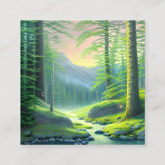 Waterverf schilderijen die bos afschilderen vierkante visitekaartje (Voorkant)