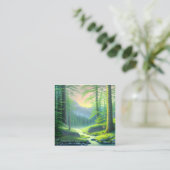 Waterverf schilderijen die bos afschilderen vierkante visitekaartje (Staand voorkant)