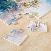 Waterverf schildering van Chinese tempels Legpuzzel (Zijkant)