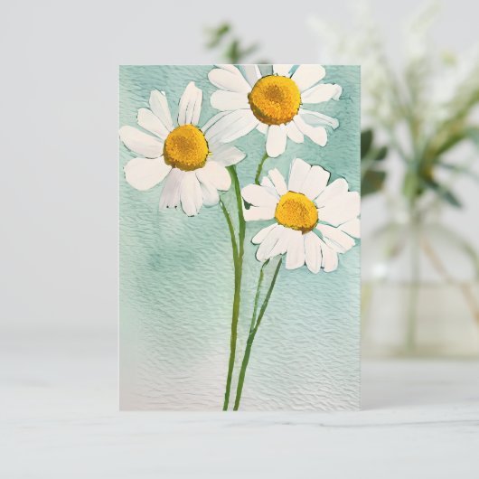 Waterverf schilderkamille witte bloem bedankkaart (Staand voorkant)