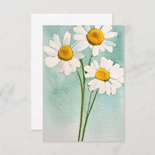 Waterverf schilderkamille witte bloem bedankkaart (Voorkant / Achterkant)