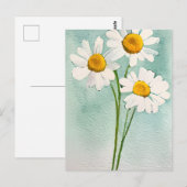 Waterverf schilderkamille witte bloem briefkaart (Voorkant / Achterkant)