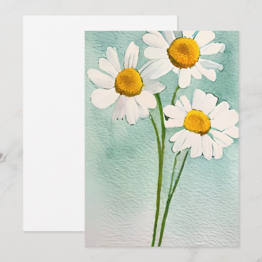 Waterverf schilderkamille witte bloem feestdagenkaart (Voorkant / Achterkant)