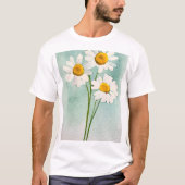 Waterverf schilderkamille witte bloem t-shirt (Voorkant)
