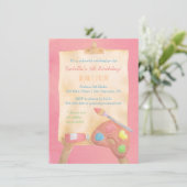 Waterverf Schilderkunst Kids Verjaardagsfeest Kaart (Staand voorkant)