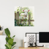 Waterverf Schilderlamp Witte bloemen Poster (Thuiskantoor)