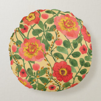 Waterverf schilderretro floral naadloos patroon rond kussen