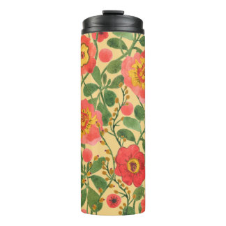Waterverf schilderretro floral naadloos patroon thermosbeker